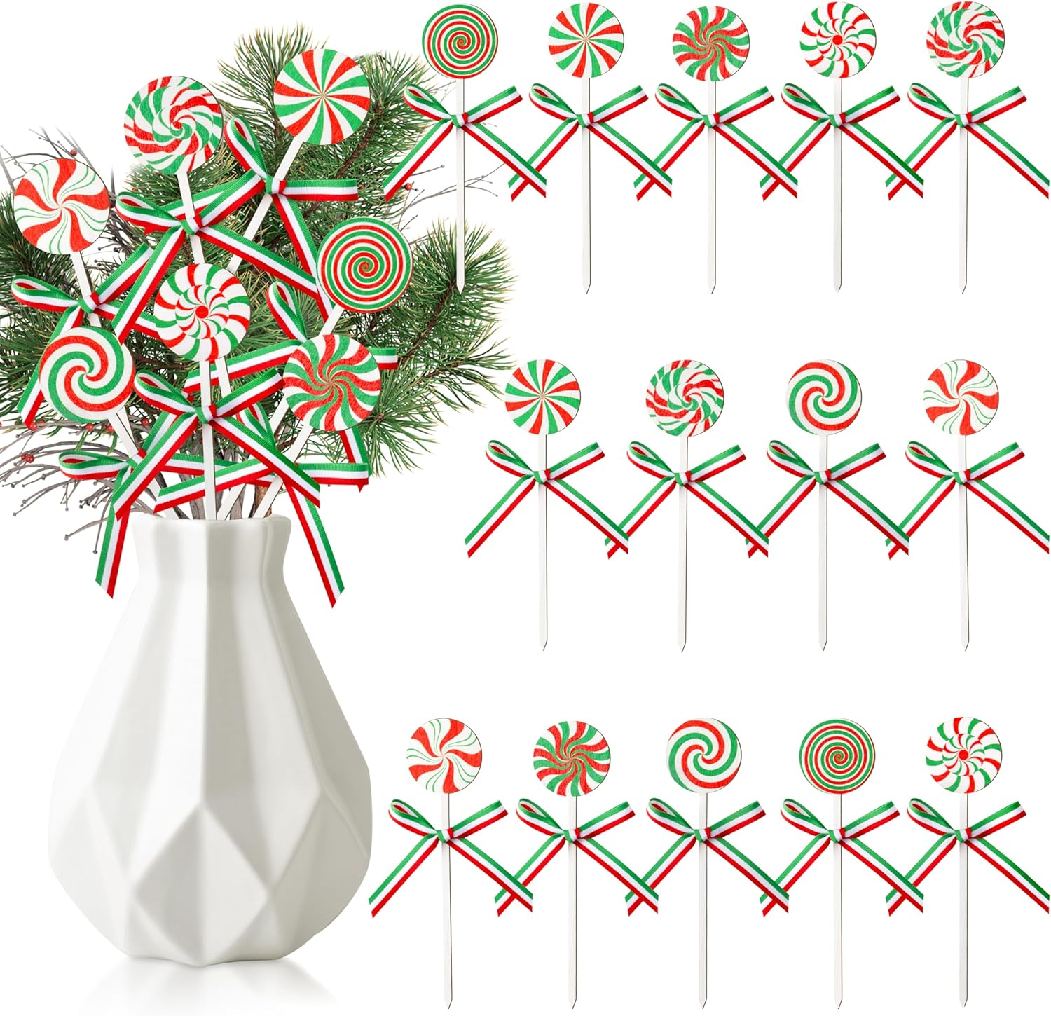 Floral Picks Wood - 14Pcs Christmas Vase Filler Sticks Red
