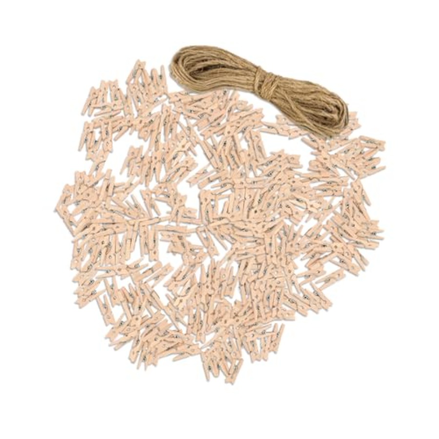 Mini Wooden Clothes Pins, 200  - огляд і ціна Twine Jute Natural
