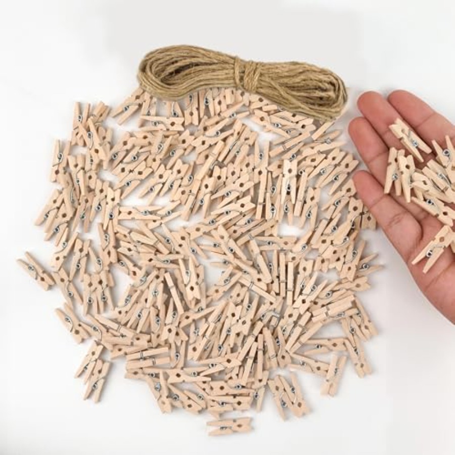 Mini Wooden Clothes Pins, 200  - огляд і ціна Twine Jute Natural