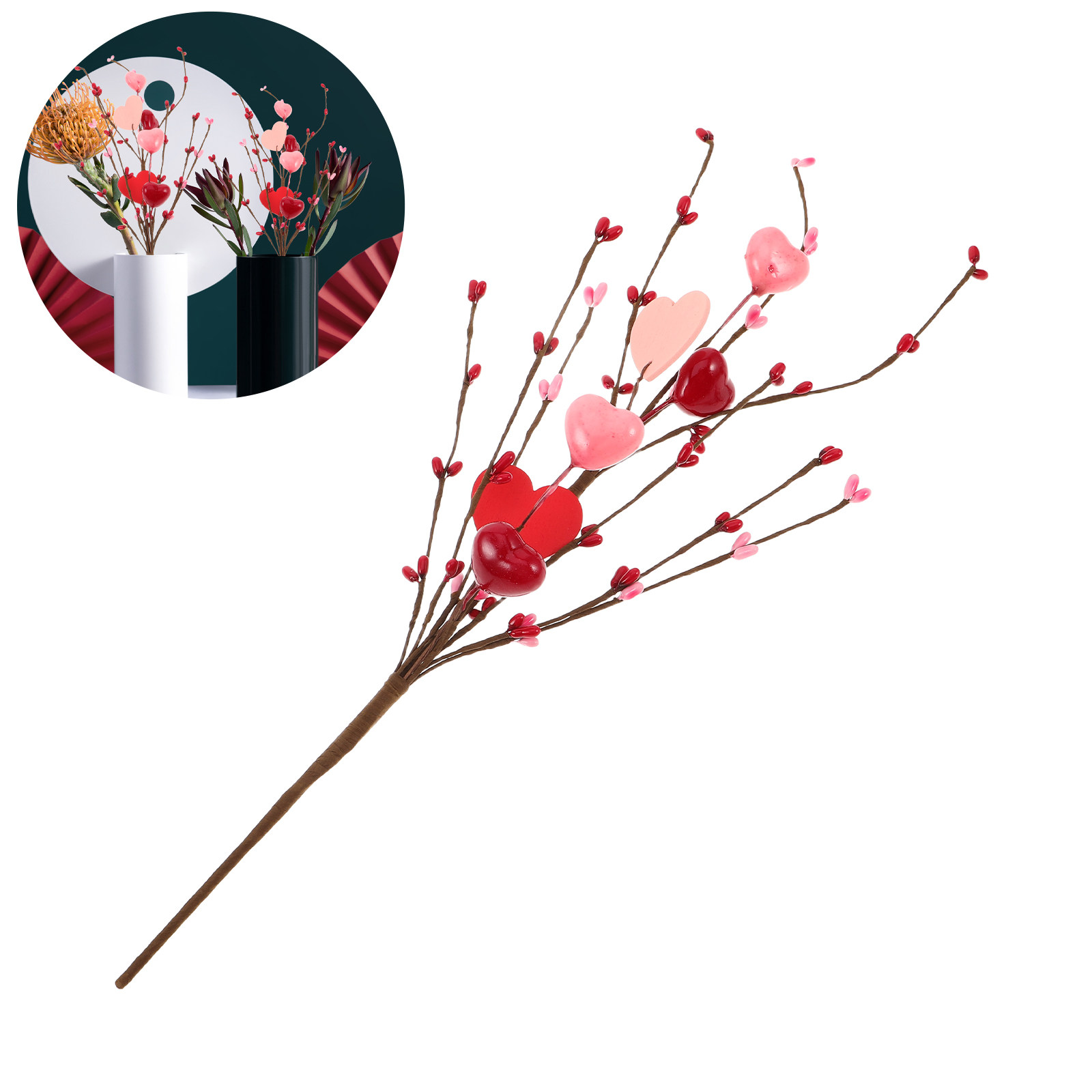 3Pcs Valentine's Day Heart Pic - огляд і ціна Floral Picks Wood